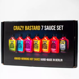 Coffret 7 Sauces Piquantes 7 x 100ml - Crazy Bastard Sauce - vegetalfood