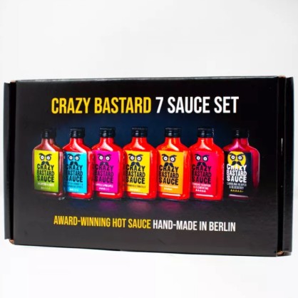 Coffret 7 Sauces Piquantes 7 x 100ml - Crazy Bastard Sauce - vegetalfood