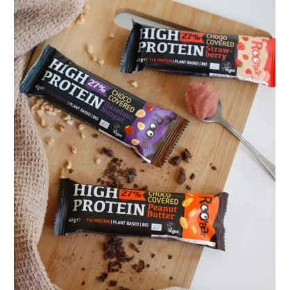 Barre Hyper Protéinée (27%) recouverte de chocolat Noisette-Nougat BIO 40g - ROOBAR