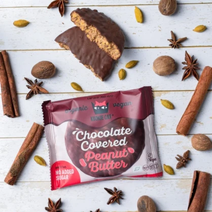 Cookie protéiné au Beurre de Cacahuète recouvert de chocolat BIO 50g - KOOKIE CAT - DC