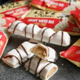 Gaufrettes chocolat blanc fourrées à la crème 43 gr - LOVE RAW
