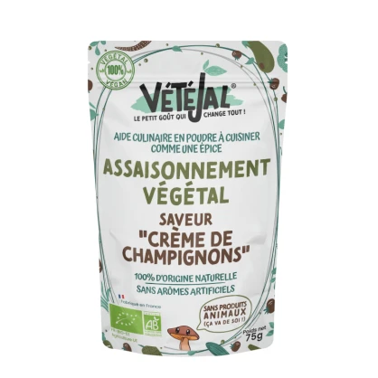 Assaisonnement végétal saveur Crème de champignons 75 g - Vétéjal  vegetalfood