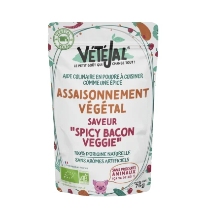 Assaisonnement végétal saveur Spicy Bacon 75g BIO - VETEJAL - vegetalfood