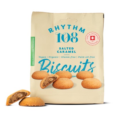 Biscuits fourrés au Caramel Salé BIO 135 gr - Rhythm108 - vegetalfood