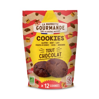 Cookies tout chocolat BIO 150g - La Marmotte Gourmande - vegetalfood