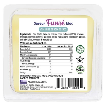 Bloc fumé "Gouda" vegan 200 gr - Nafsika's Garden