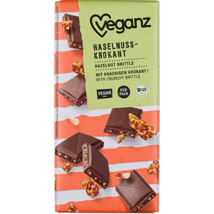 Tablette de Chocolat au Lait et Noisettes croquantes 80 gr - VEGANZ
