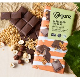 Tablette de Chocolat au Lait et Noisettes croquantes 80 gr - VEGANZ