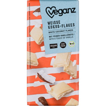 Tablette de Chocolat Blanc et flocons de Noix de Coco 80 gr - VEGANZ