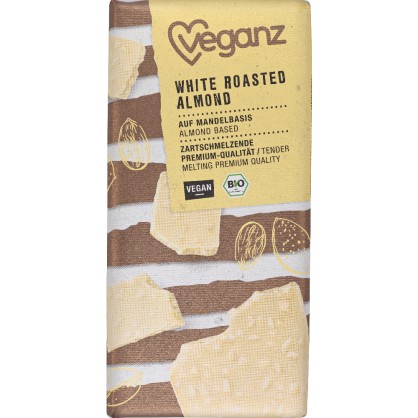 DDM 15/03/25 - Tablette de Chocolat Blanc aux Amandes grillées 80 gr - VEGANZ
