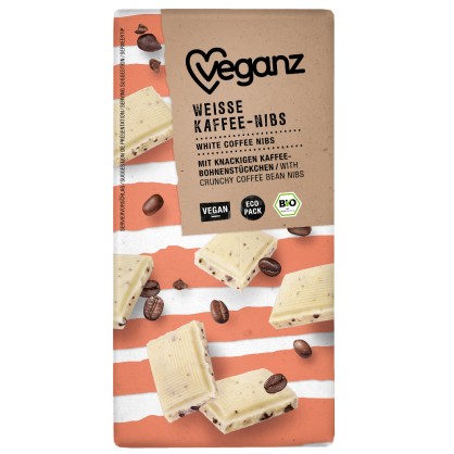 STOP - Tablette de Chocolat Blanc et graines de Café BIO 80 gr - VEGANZ