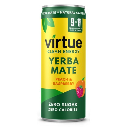 Boisson énergisante yerbe mate pêche et framboise 250 ml - VIRTUE