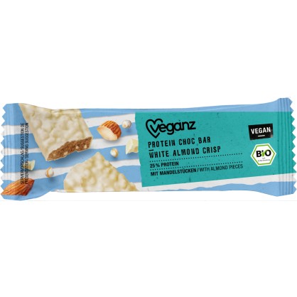 Barre BIO protéinée chocolat blanc & amandes croquantes - VEGANZ