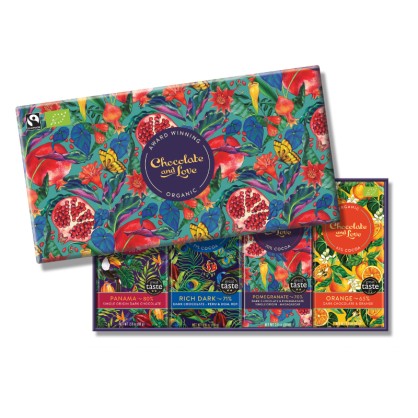 Chocolate & Love - Coffret cadeau chocolat noir Pomegranate 4 x 80 gr