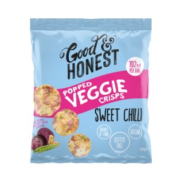 Chips poppées Veggie Sweet Chili Patate douce violette & Pois cassés verts 23 gr - Good and Honest