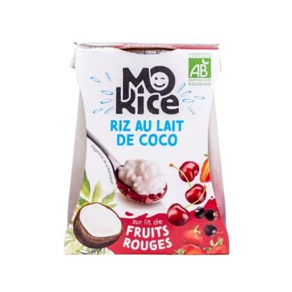 Riz au lait de coco et coulis de Fruits Rouges BIO 125 gr - MORICE