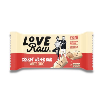 ANTI GASPI / DDM PASSEE -  Gaufrettes chocolat blanc fourrées à la crème 43 gr - LOVE RAW