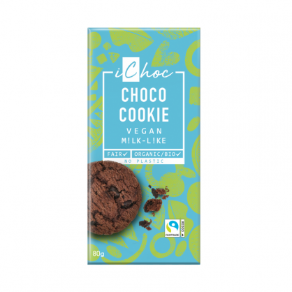 Tablette de chocolat bio vegan Choco Cookie 80 gr - iChoc