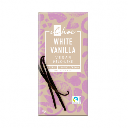 Tablette de chocolat bio vegan White Vanilla 80 gr - iChoc