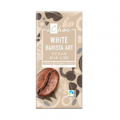 Tablette de chocolat bio vegan White Barista Art 80 gr - iChoc