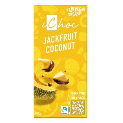 Tablette de chocolat Fruit du Jacquier Noix de Coco 80 gr - ICHOC